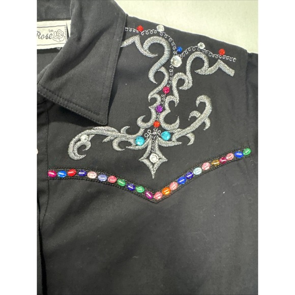 Vintage Adobe Rose Western Women's Size Large‎ Shirt Jewels - Picture 7 of 12